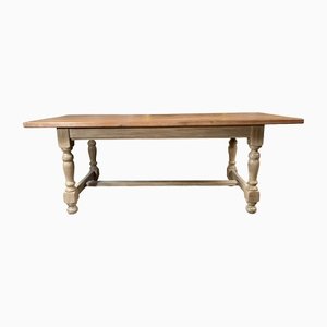 Antique French Refectory Farmhouse Bleached & Limed Oak Dining Table, 1890s