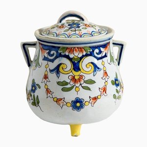 Vaso con coperchio in ceramica di Desvres, inizio XX secolo