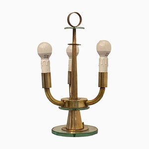 Lámpara de mesa de latón al estilo de Pietro Chiesa para Fontana Arte, Italia, años 40