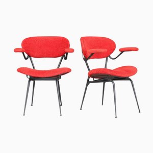Mid-Century Modern Red Armchairs attributed to Gastone Rinaldi, Italy, 1960s, Set of 2