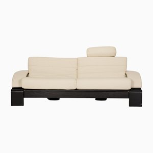 Cremefarbenes 3-Sitzer Ledersofa von Nelo