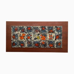 Tile Wall Hanging Tableau with Flowers from Vallauris, France, 1960s