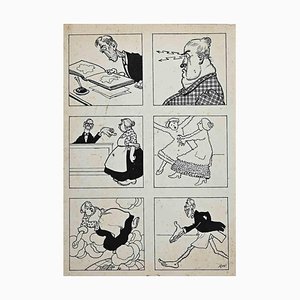 Carlo Rivalta, Sketches, China Tuschezeichnung, 1930er
