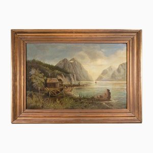 After Tom Sander, The Lake, 1989, Oil Painting, Framed