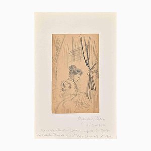 Claudin Felix, Femme dans un Intérieur, Dessin au Crayon, 1890s
