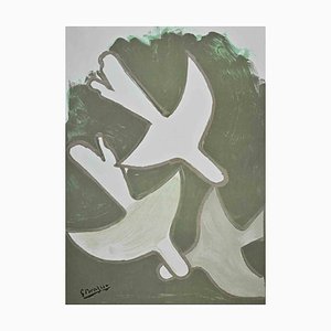 Después de Georges Braque, Les Oiseaux Blancs, Litografía, 1958