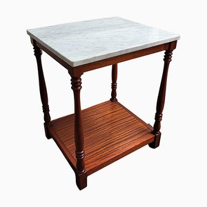 Mid-Century Italian Modern Wood and White Marble Top Work or Side High Table, 1930s
