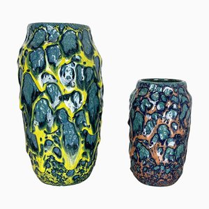 Fat Lava Vases attributed to Scheurich, Germany, 1970s, Set of 2