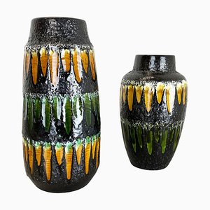 Fat Lava Multi-Color Vases from Scheurich, Germany, 1970s, Set of 2