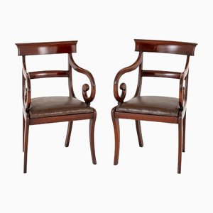 Regency Elbow Chairs in Mahogany, Set of 2