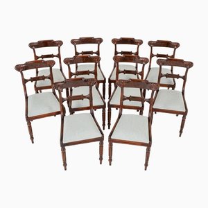 William IV Dining Chairs Set 10 Mahogany, 1890s, Set of 10