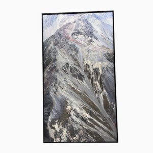 Large Photographic Art Print Ariel View of Mountain, New Zealand, 2000s, Fabric & Wood