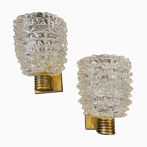 Murano Glass Wall Sconces attributed to Ercole Barovier for Barovier & Toso, 1980s, Set of 2