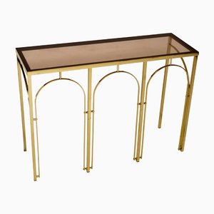 Vintage Italian Brass & Glass Console Table, 1970s
