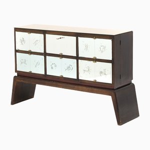 Bar Cabinet with 3 Backlit Compartments, 1940s