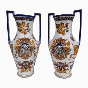 Earthenware Vases from Gien, 19th Century, Set of 2