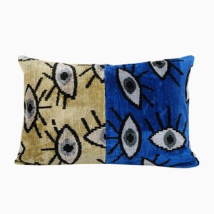 Ikat Yellow and Blue Eye Cushion Cover