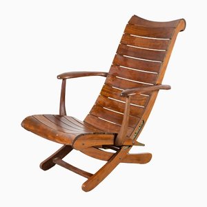Butaca reclinable de madera, años 60