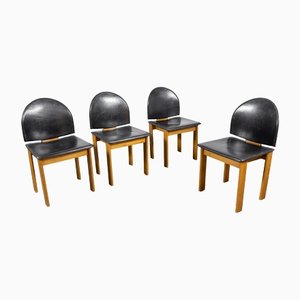 Girgi Esszimmerstühle aus Leder von Tobia & Afra Scarpa, 4er Set