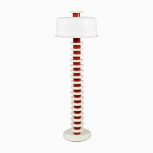 Lámpara de pie posmoderna en rojo y blanco, años 70