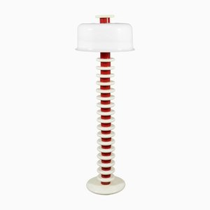 Postmodern Red & White Floor Lamp, 1970s