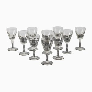 Bicchieri da vino in cristallo intagliato a mano di Val Saint Lambert, anni '50, set di 10