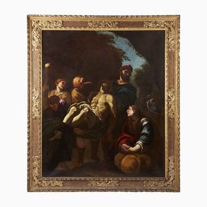 After Annibale Carracci, Baroque Emilian School, Deposition of Jesus Burial of Christ, 1800s, Oil on Canvas, Framed