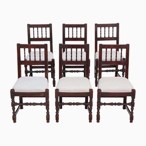 19th Century Oak Rustic Kitchen Dining Chairs, 1890s, Set of 6