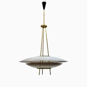 Mid-Century Modern Crystal Pendant Lamp in the style of After Pietro Chiesa for Fontana Arte, 1950s