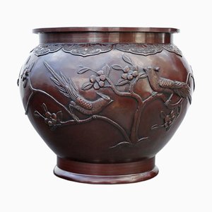 Vaso da fiori antico in bronzo, Giappone, fine XIX secolo