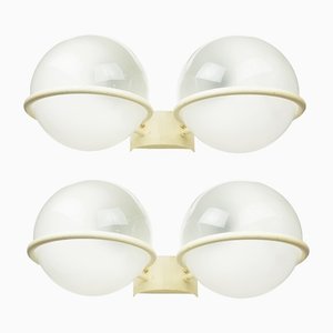 Weiße Modell 238/2 Wandlampen aus Metall von Gino Sarfatti für Arteluce, 1960er, 2er Set