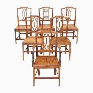 9th Century Elm Kitchen Dining Chairs, Set of 6