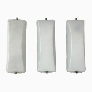 Vintage Opaline Glass Sconces, Italy, 1950s, Set of 3