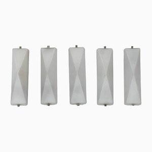 Mid-Century Modern Opaline Glass Sconces, Italy, 1950s, Set of 5