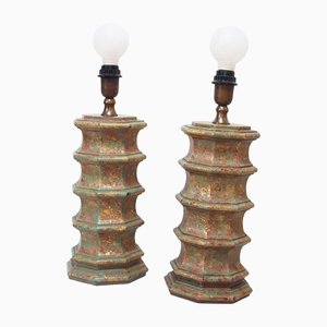 Geschnitzte Tischlampen von Palladio, Italien, 1970er, 2er Set