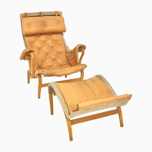 Set of Pernilla Armchair & Ottoman by Bruno Mathsson for Firma Karl Mathsson, Sweden, 1960