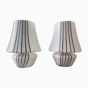 Italian Stripe Murano Glass Lamps, 1970s, Set of 2