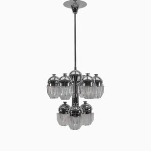 Chrom Lampe mit Glasschirmen, Italien, 1970er