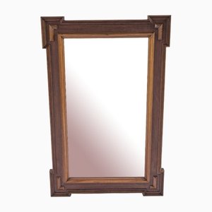 Art Deco Decorative Wall Mirror with Wooden Frame, 1930s
