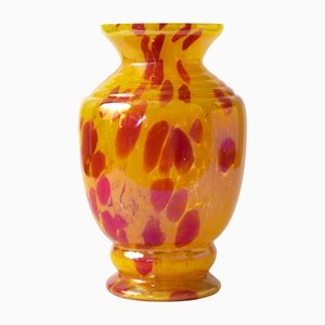 Vase Art Déco en Verre Jaune et Rouge de Franz Welz