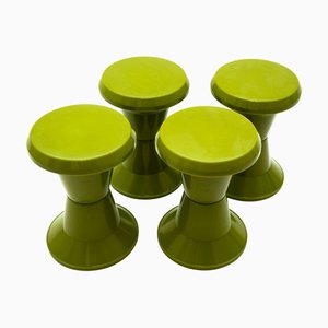 Space Age Diabolo Stools and Table from Giganplast, Italy, 1970, Set of 5