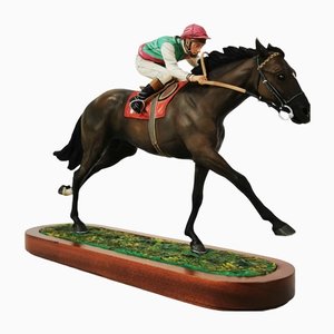 Sculpture of a Horse with a Jockey at a Gallop by R. Cameron, England, 1960s