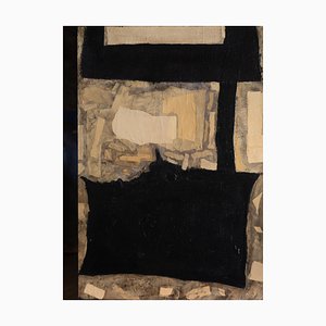 Jean-Luc Veret, Après Le Passage, 2022, acrílico y papel marrón sobre lienzo