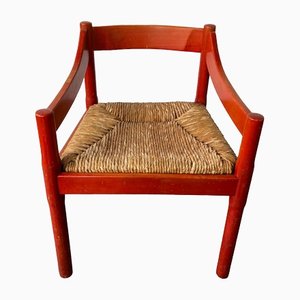 Roter Carimate Carver Stuhl von Vico Magistretti