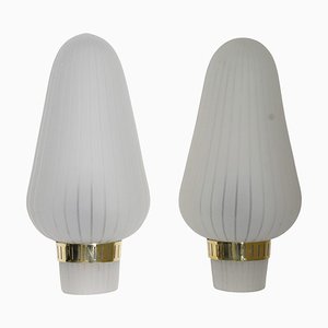 Mid-Century Swedish Wall Lamps in Brass and Glass from Böhlmarks, 1940s, Set of 2