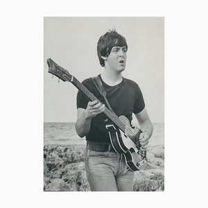 Henry Grossman, Paul Mccartney, Gitarre, Schwarz-Weiß-Fotografie 24 X 16,7 cm 1970, 1970er, Holz