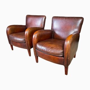 Vintage Leather Club Armchairs, Set of 2