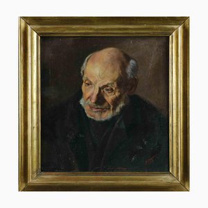 Marcello Dragonetti, Study of Man, Oil on Canvas, Late 19th Century, Framed