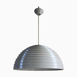 Pendant Lamp in White Lacquered Metal attributed to Martinelli Luce, 1970s