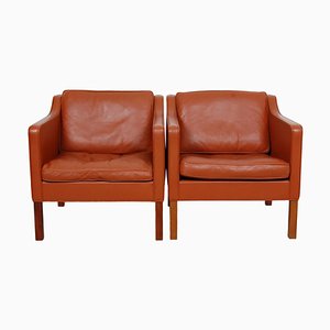 Model 2321 Lounge Chairs in Cognac Leather by Børge Mogensen for Fredericia, 1990s, Set of 2